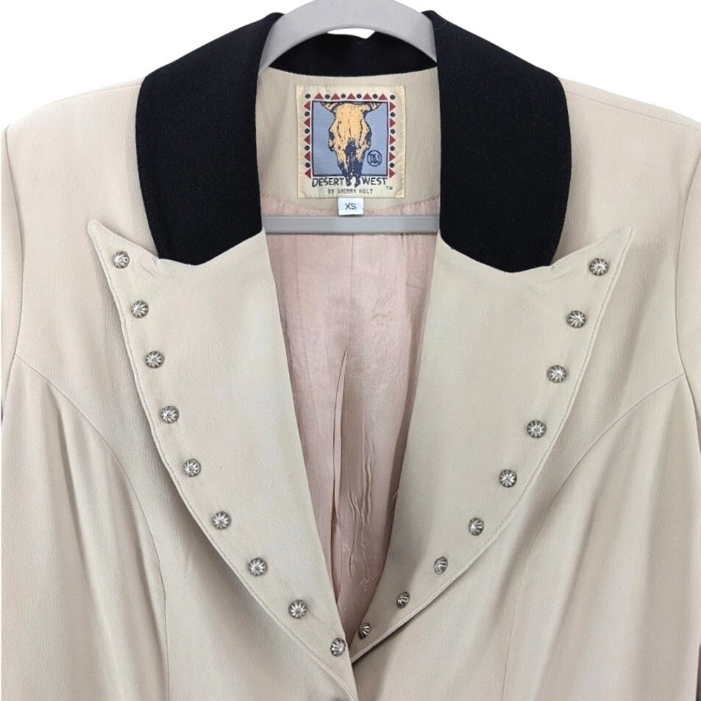 Vtg 90s Desert West Sherry Holt Western Duster Coat XS Faux Suede Sheriff‎ Star - Picture 4 of 11